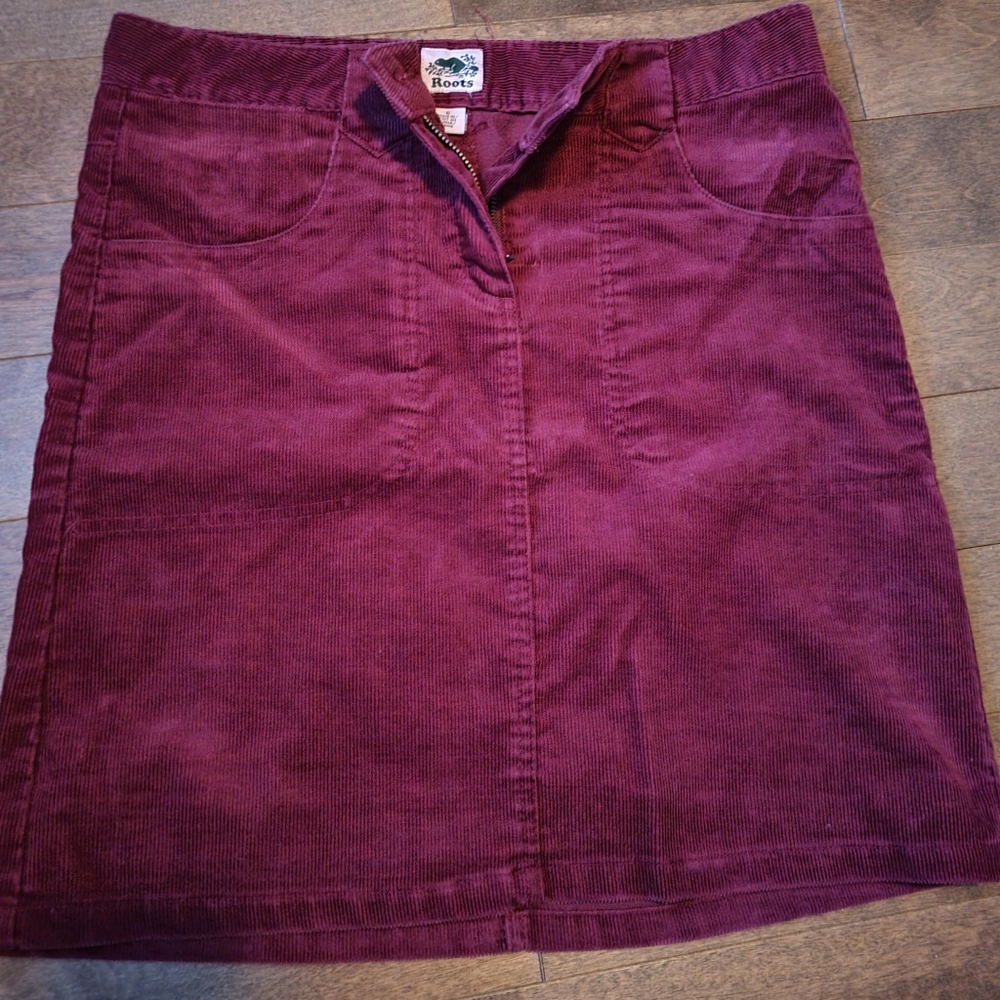 Burgundy Roots Corduroy Skirt